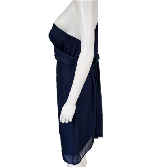 David's Bridal Midnight Blue One Shoulder Fit And Flare Tulle Mini Dress Size 16 - Picture 4 of 11